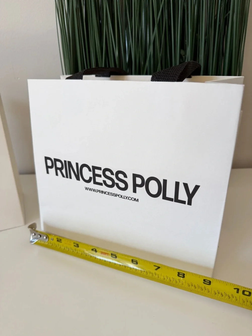 Princess Polly White Paper Shopping Bag with Black Logo